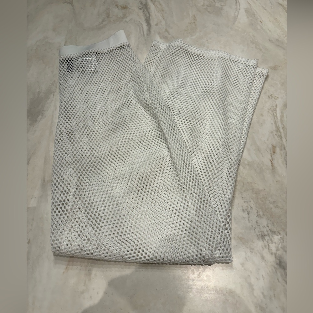 White Mesh Fishnet See Through Wide Leg Pants. Size Small.